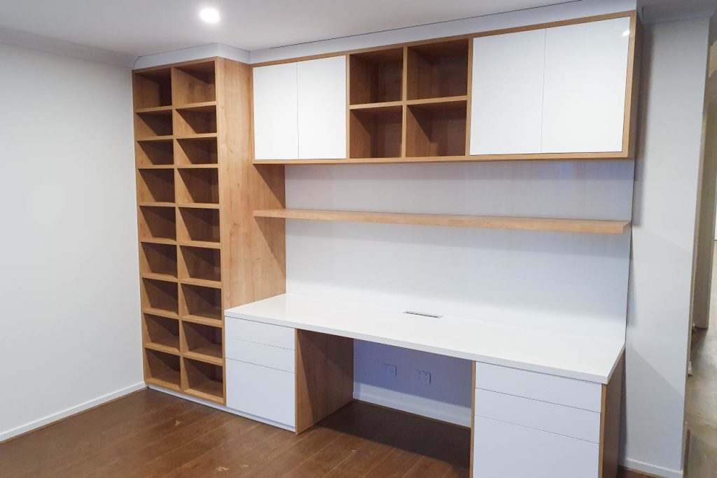 Home office joinery with concealed cable management