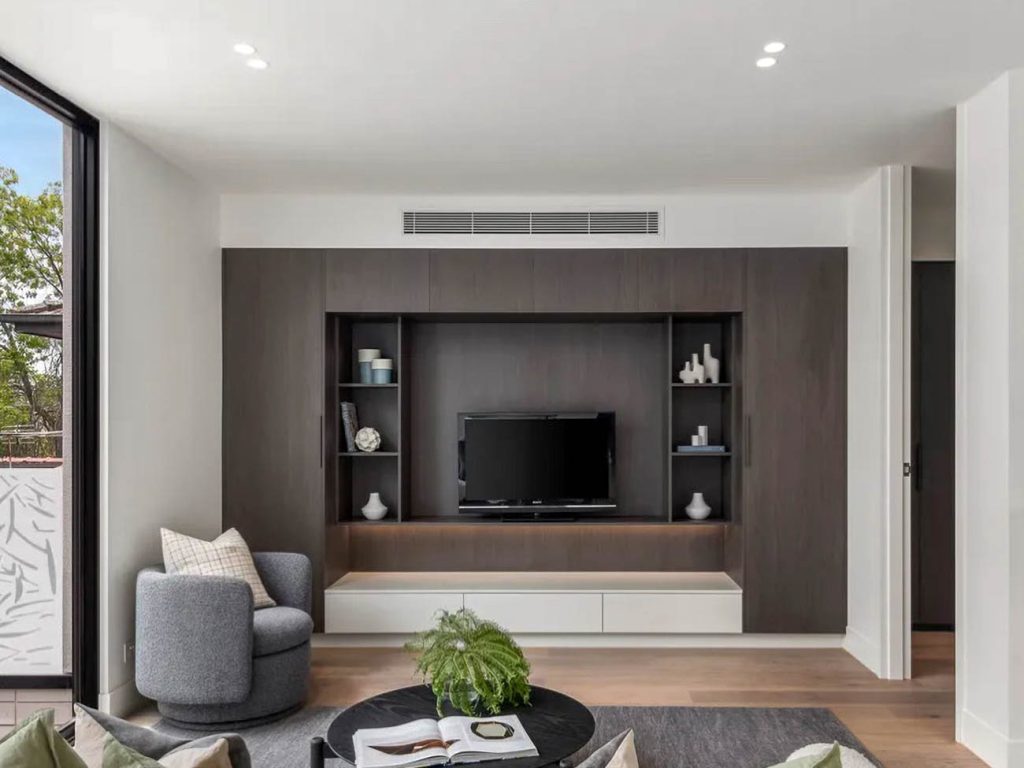 TV unit with drawers and integrated cable management