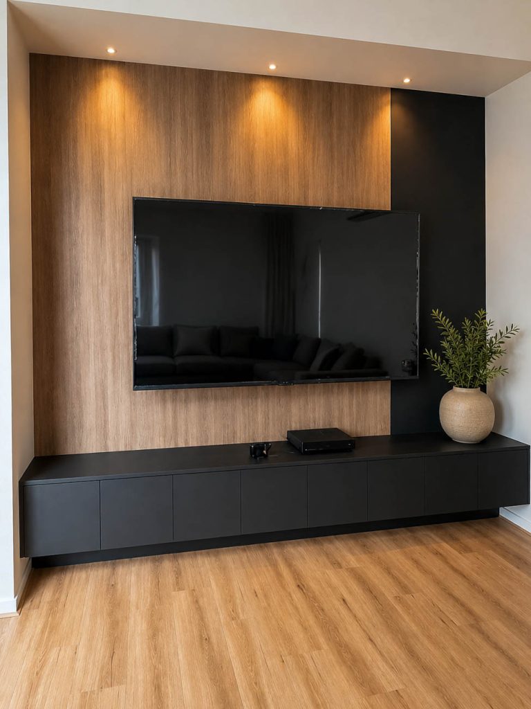Built-in entertainment unit with feature lighting